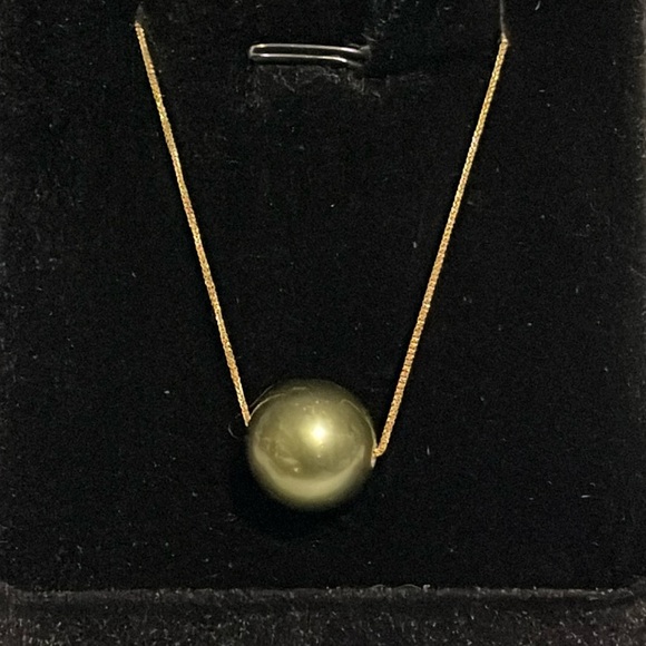 Authentic South Sea Pearl Pendant in real 18k Yellow Gold Necklace 17”